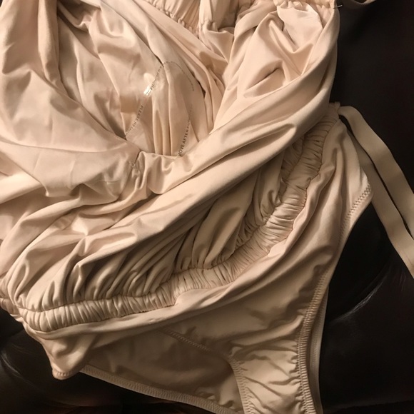 DEREK LAM STUNNING Asymmetric Ruched Tie Swimsuit - Picture 5 of 6